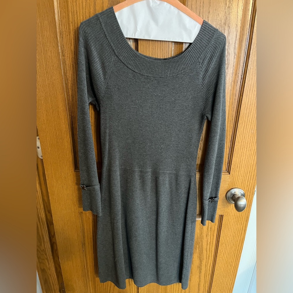 White House Black Market gray sweater dress. Size medium